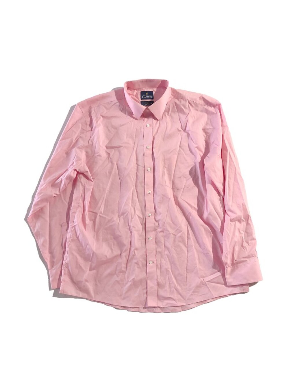 Stafford Button Down Collared Shirt Mens Size 17.5 Pink Regular Fit Long Sleeve